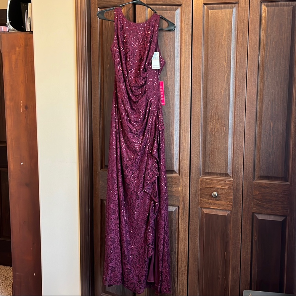 Elegant Burgundy Sequin Gown
